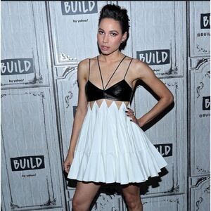 DAVID KOMA LEATHER BRA CUT OUT DRESS